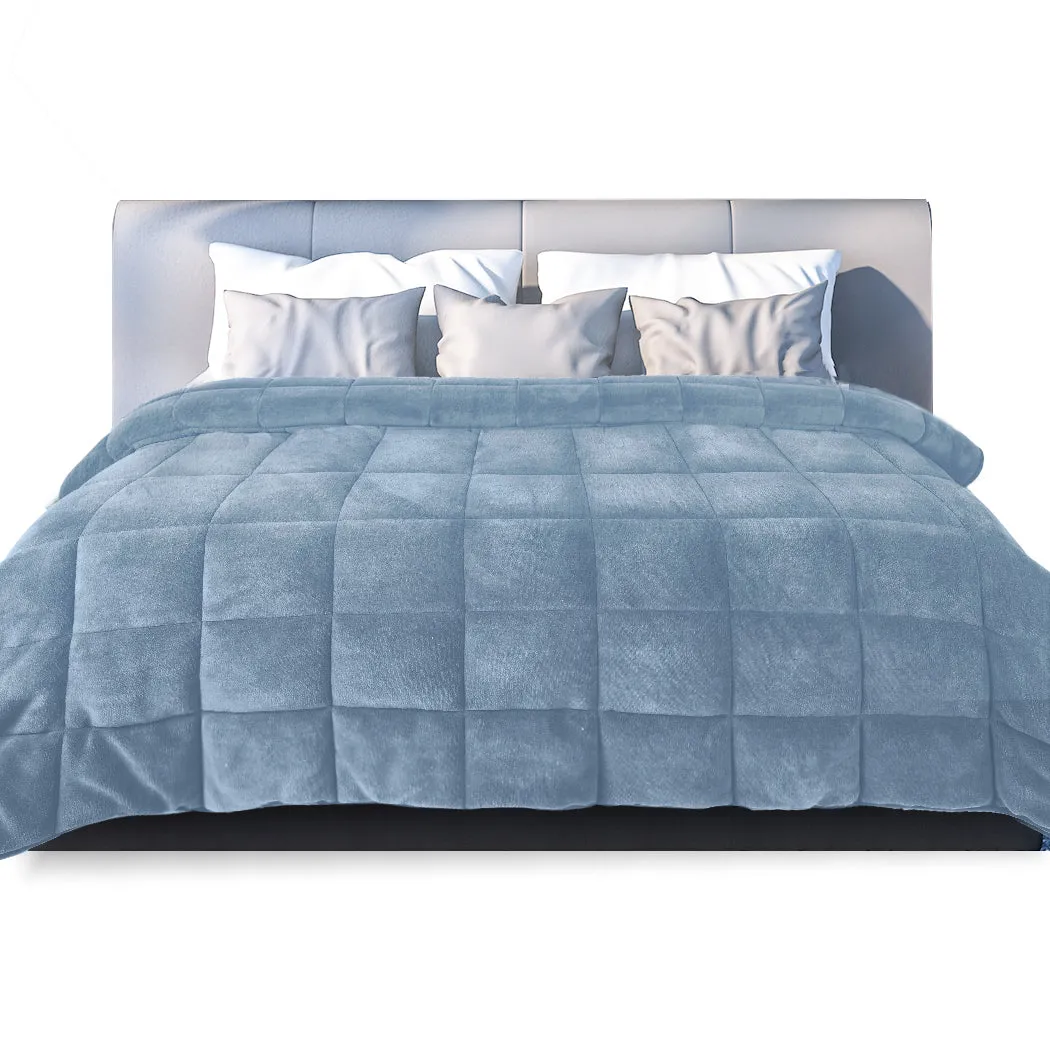 Quilt Doona Comforter Blanket Velvet Winter Warm Super King Bedding Blue