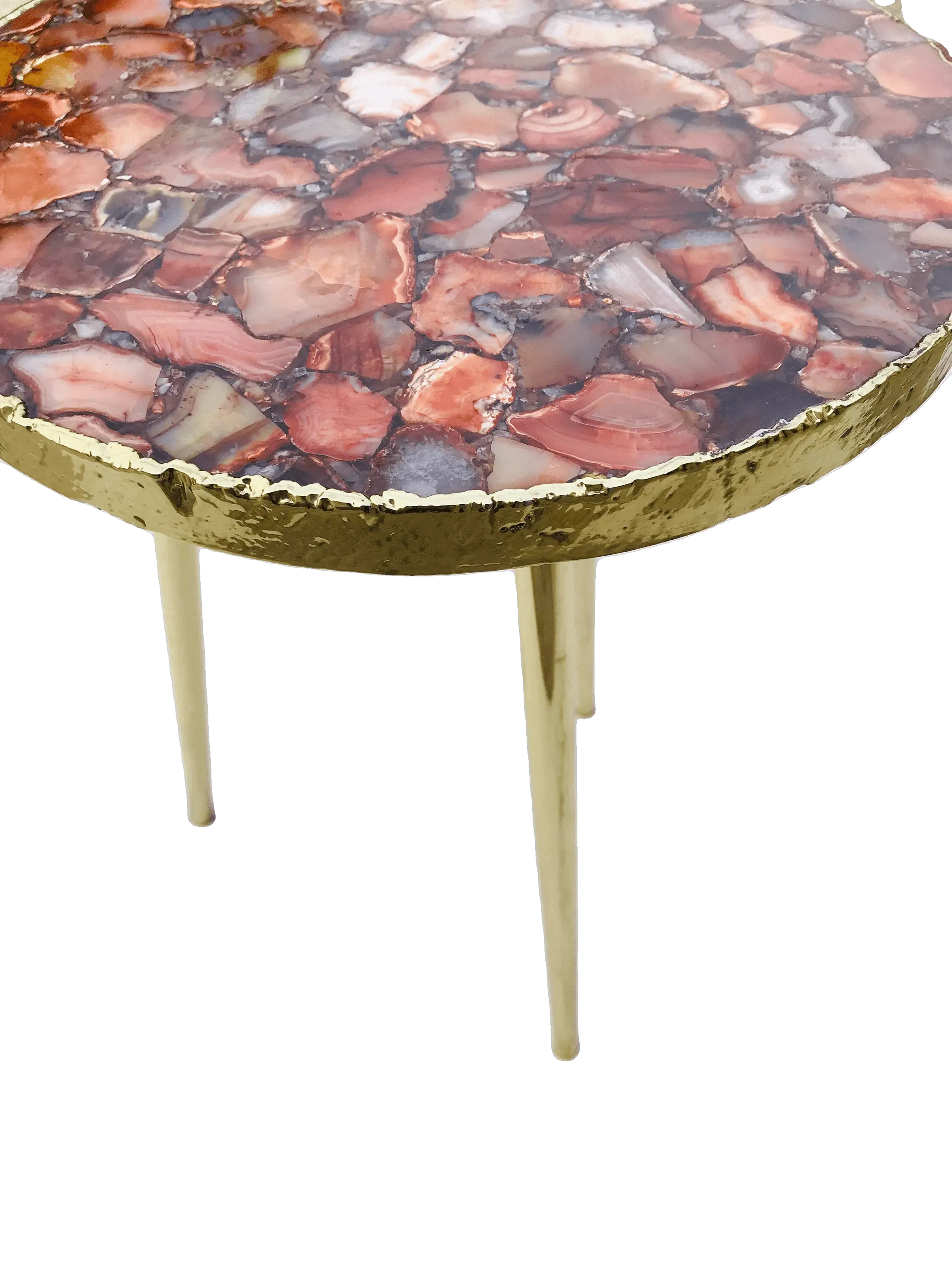 Red Agate Round Edge Side Coffee Table