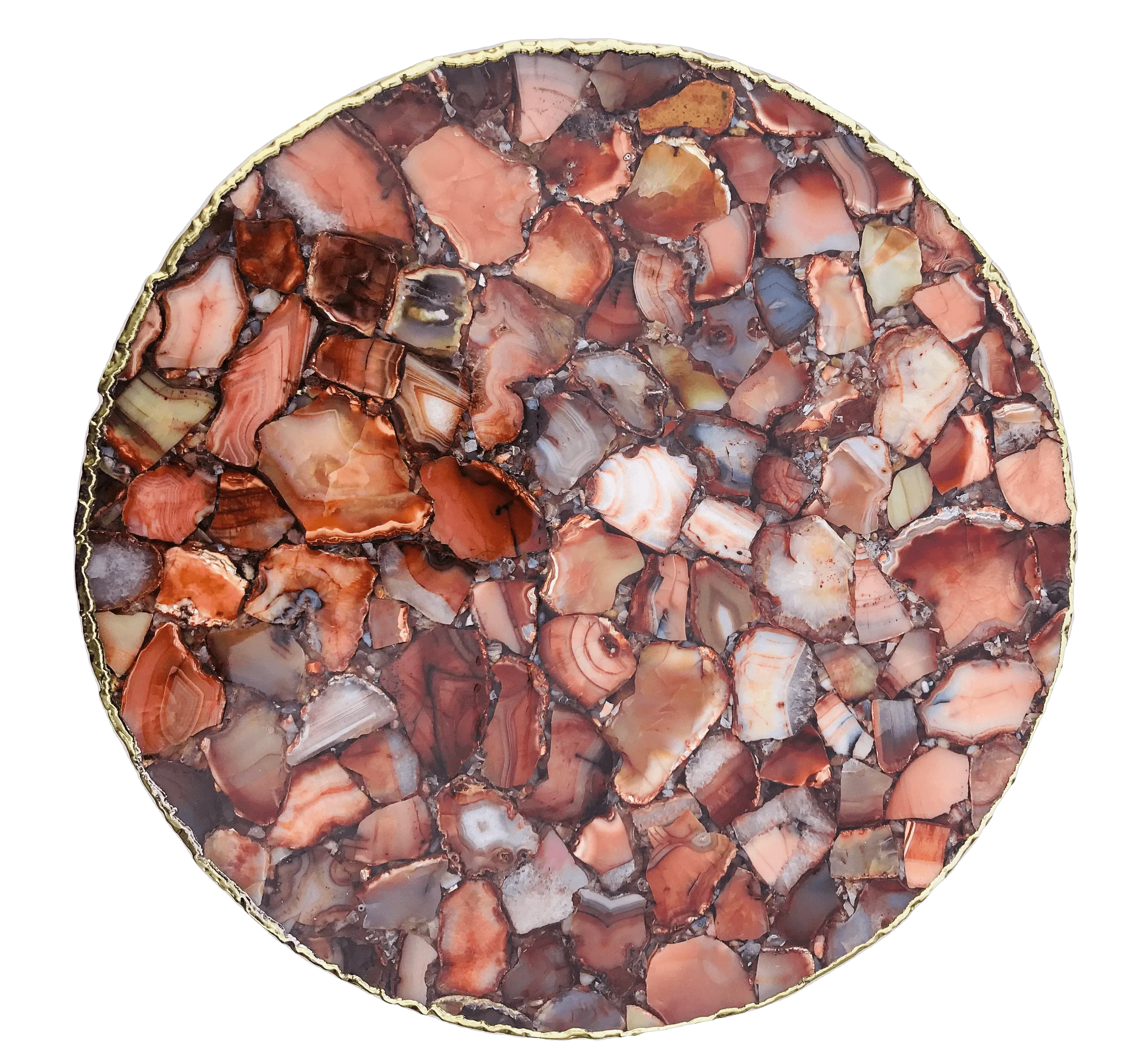Red Agate Round Edge Side Coffee Table