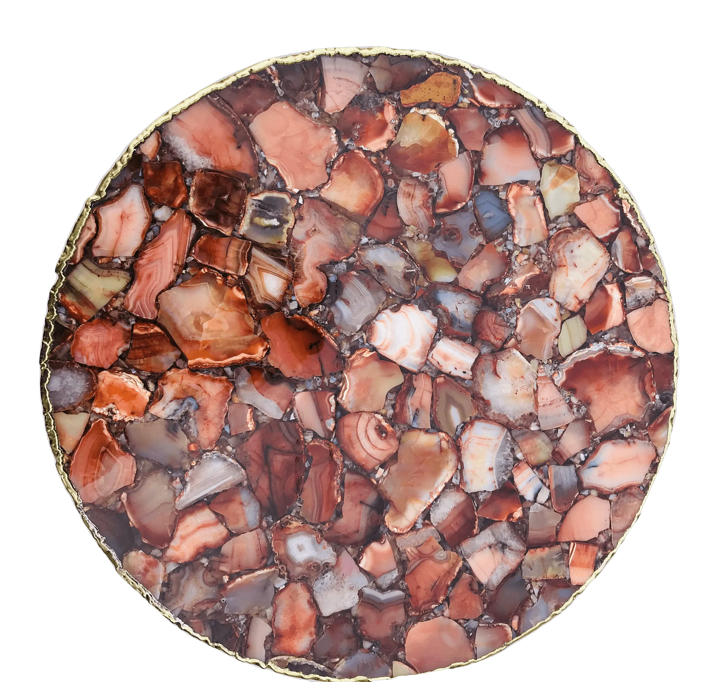Red Agate Round Edge Side Coffee Table