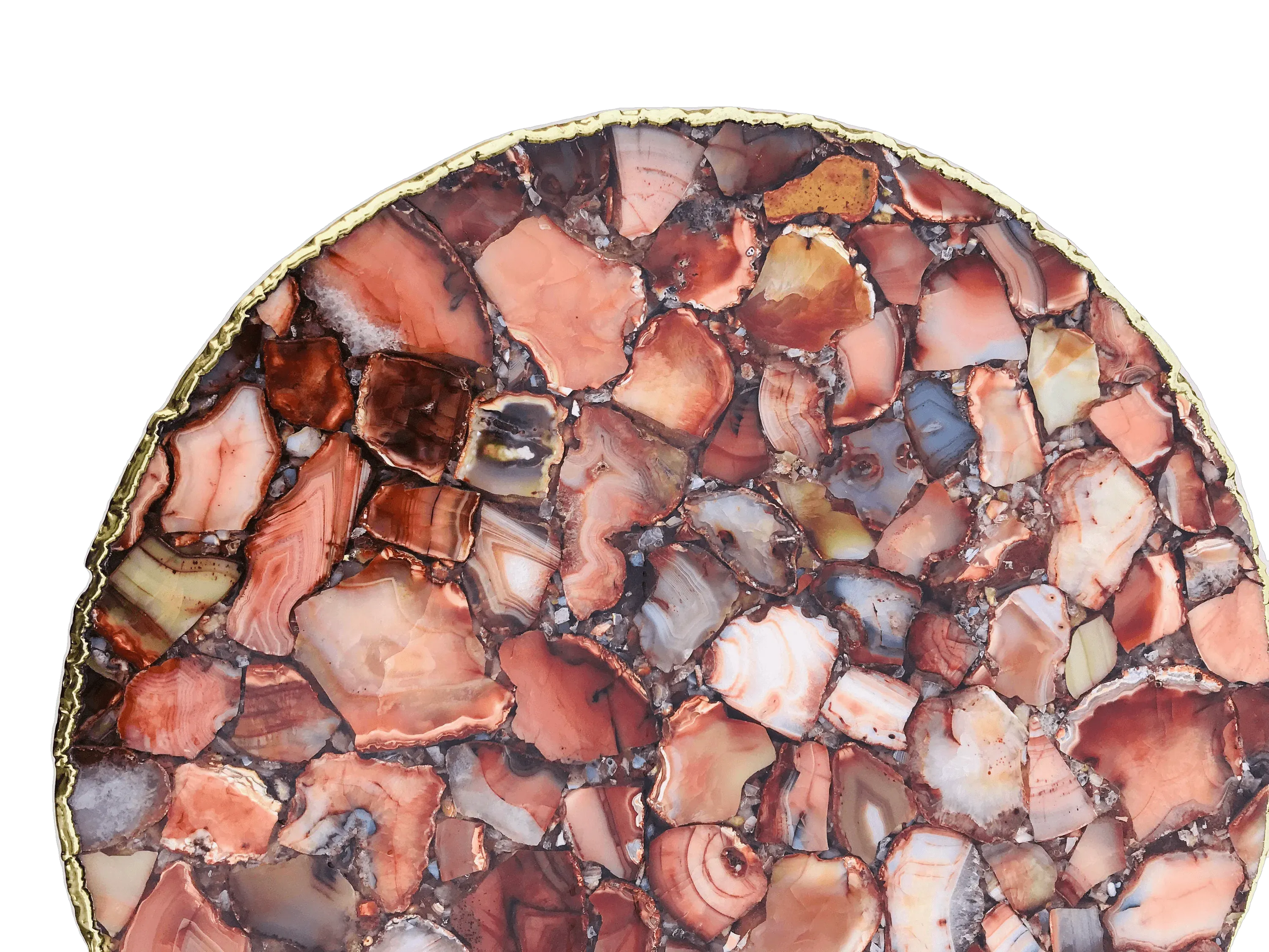 Red Agate Round Edge Side Coffee Table