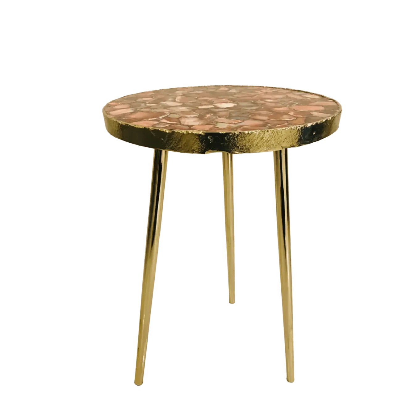 Red Agate Round Edge Side Coffee Table