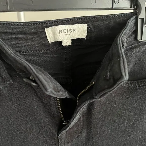 Reiss Denim Lux Mid Rise Skinny Jeans, Washed Black, Size 27, NWT