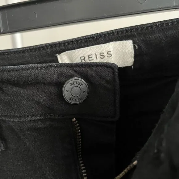 Reiss Denim Lux Mid Rise Skinny Jeans, Washed Black, Size 27, NWT