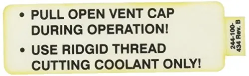 Ridgid 72387 Vent Cap Decal