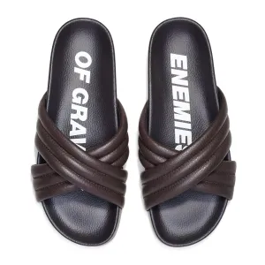 ROLLIE Tide Cross Padded Slides - Chocolate