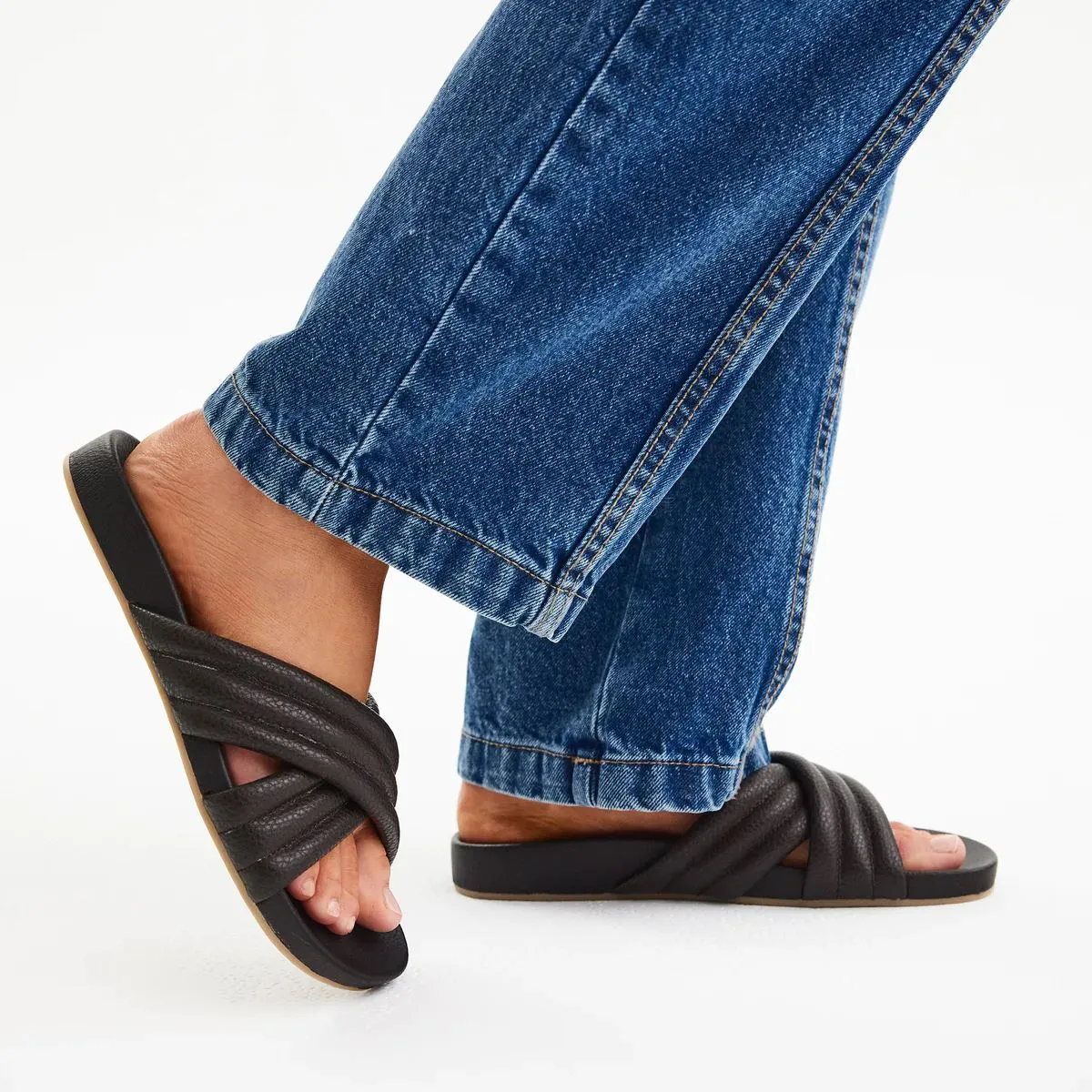 ROLLIE Tide Cross Padded Slides - Chocolate