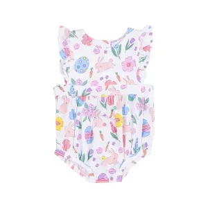 Ruffle Sleeve Sunsuit | Easter Bunnies