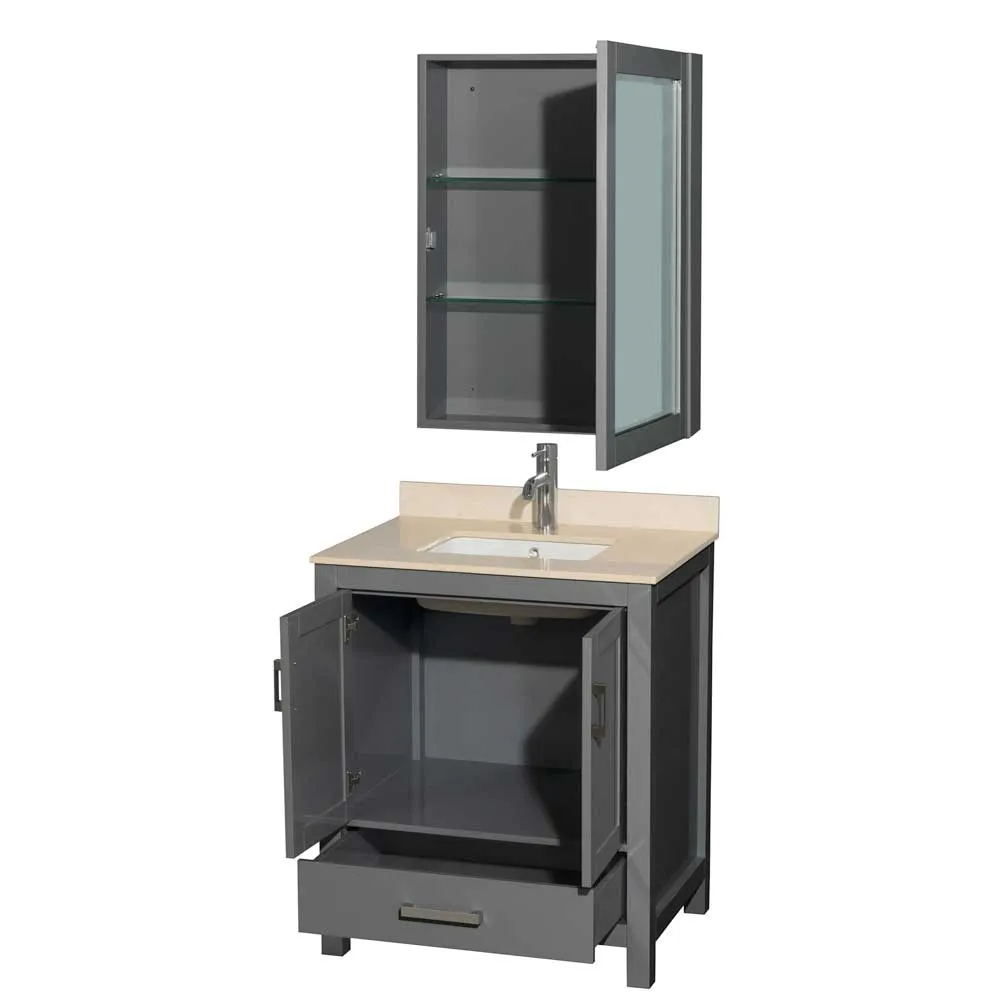 Sheffield 30 Inch Single Bathroom Vanity in Dark Gray