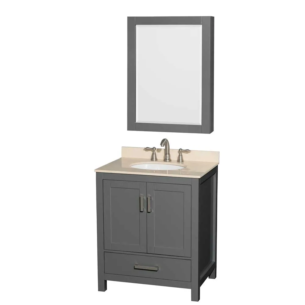 Sheffield 30 Inch Single Bathroom Vanity in Dark Gray