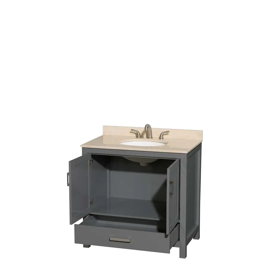 Sheffield 36 Inch Single Bathroom Vanity in Dark Gray