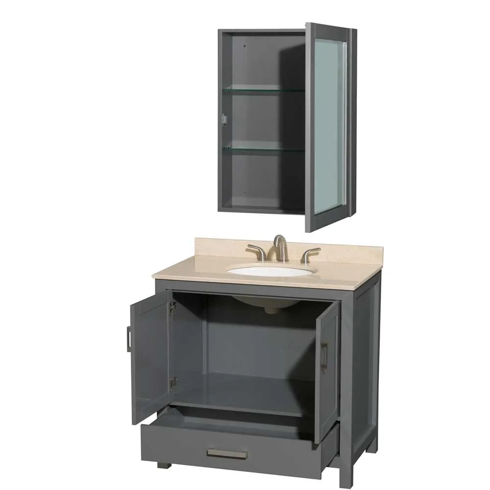 Sheffield 36 Inch Single Bathroom Vanity in Dark Gray