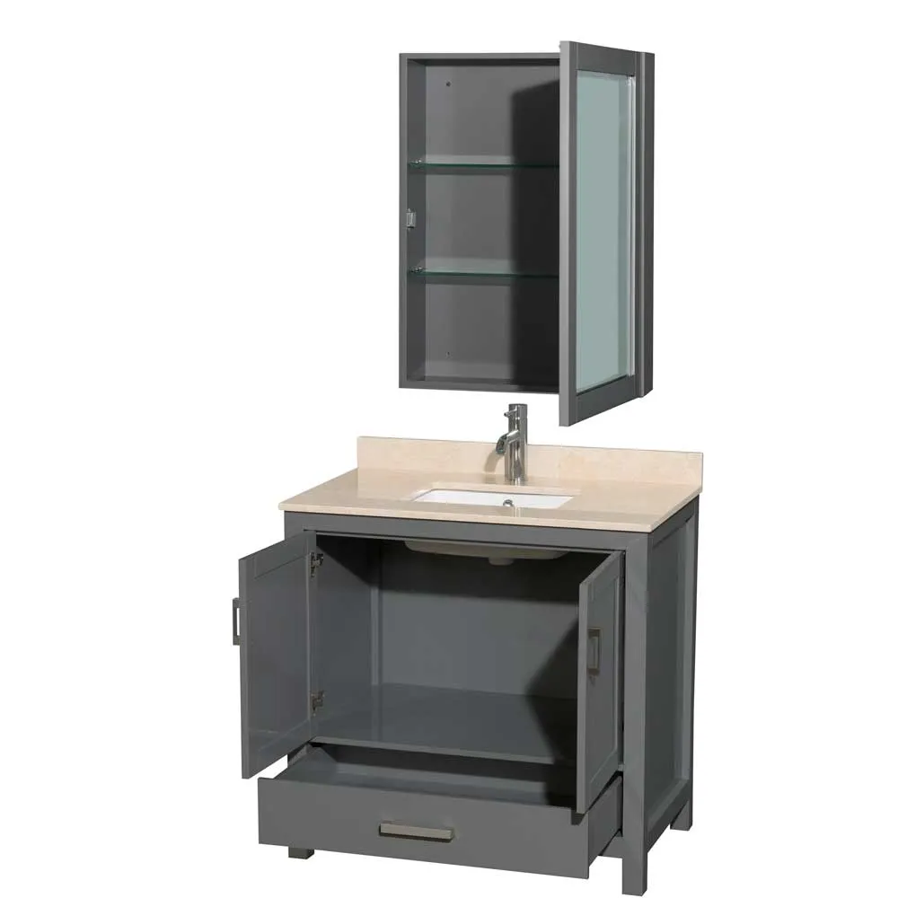 Sheffield 36 Inch Single Bathroom Vanity in Dark Gray