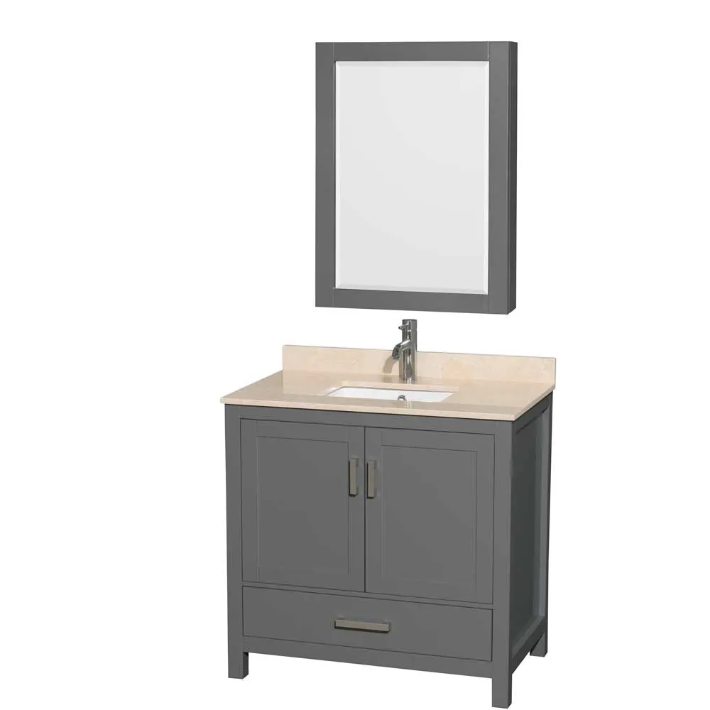 Sheffield 36 Inch Single Bathroom Vanity in Dark Gray