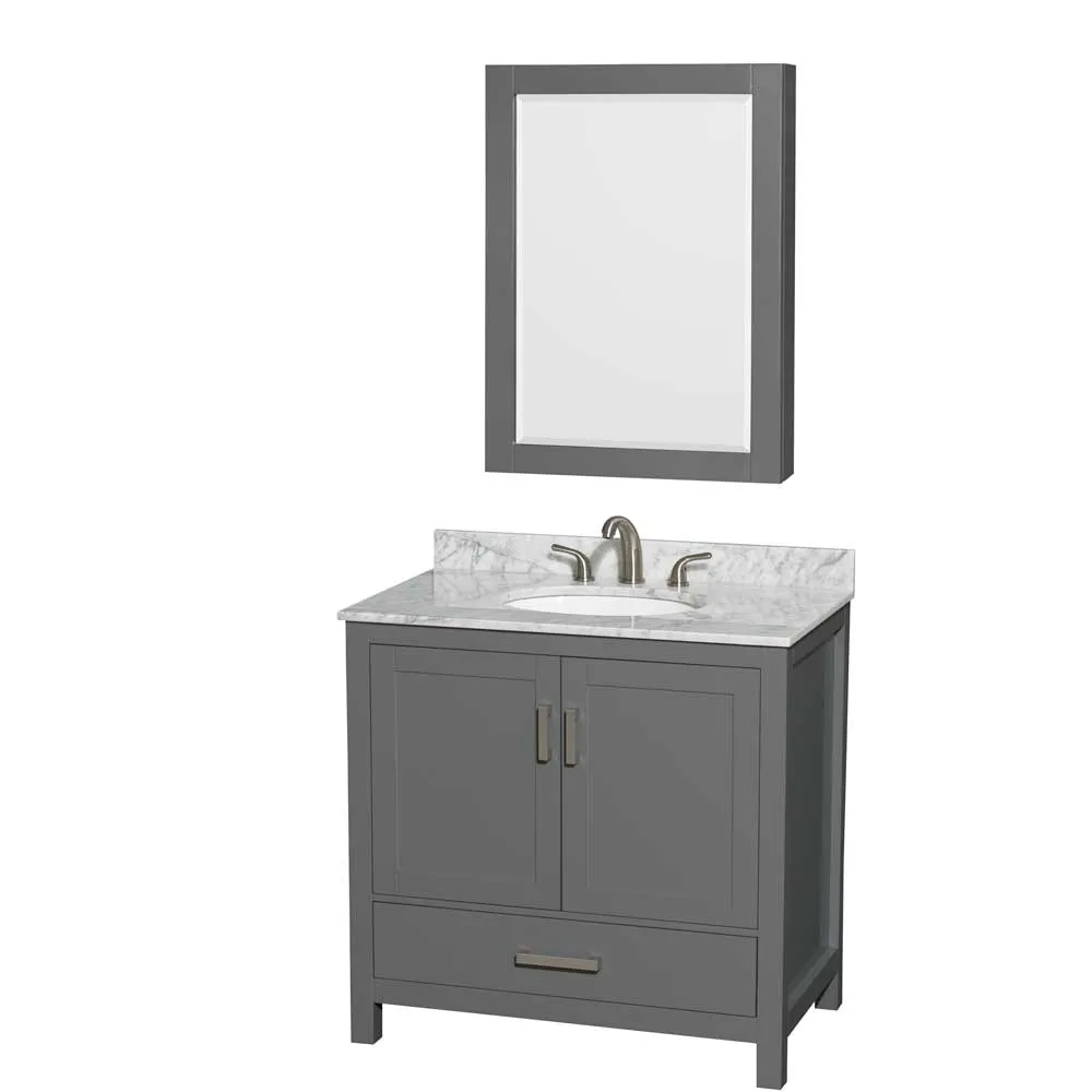 Sheffield 36 Inch Single Bathroom Vanity in Dark Gray