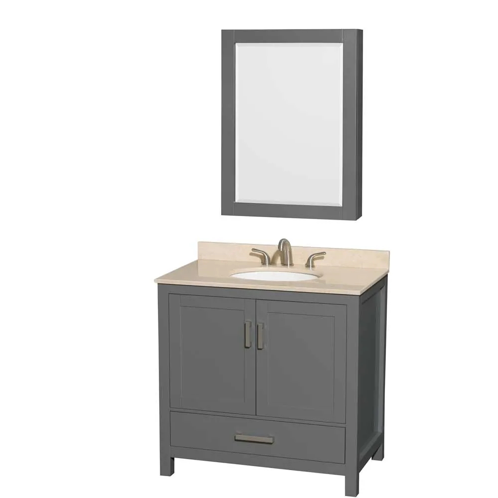 Sheffield 36 Inch Single Bathroom Vanity in Dark Gray