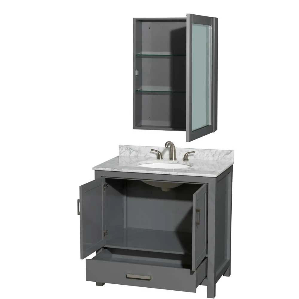 Sheffield 36 Inch Single Bathroom Vanity in Dark Gray