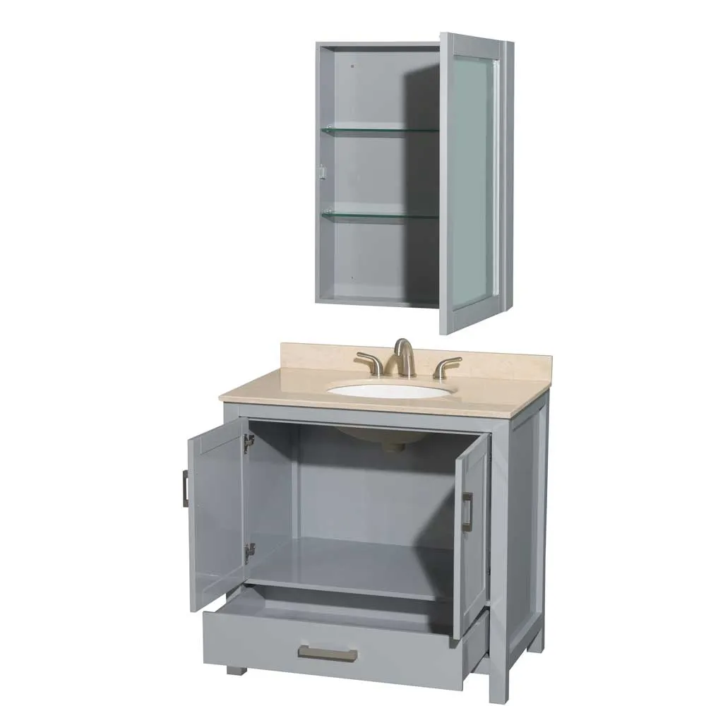 Sheffield 36 Inch Single Bathroom Vanity in Gray