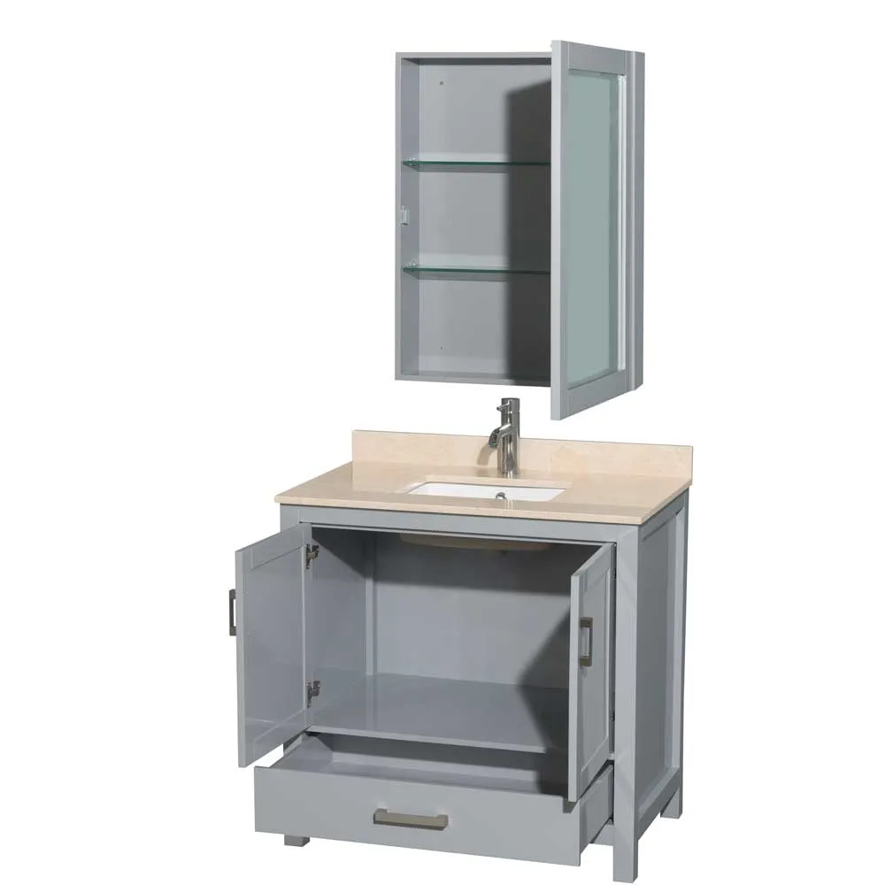 Sheffield 36 Inch Single Bathroom Vanity in Gray