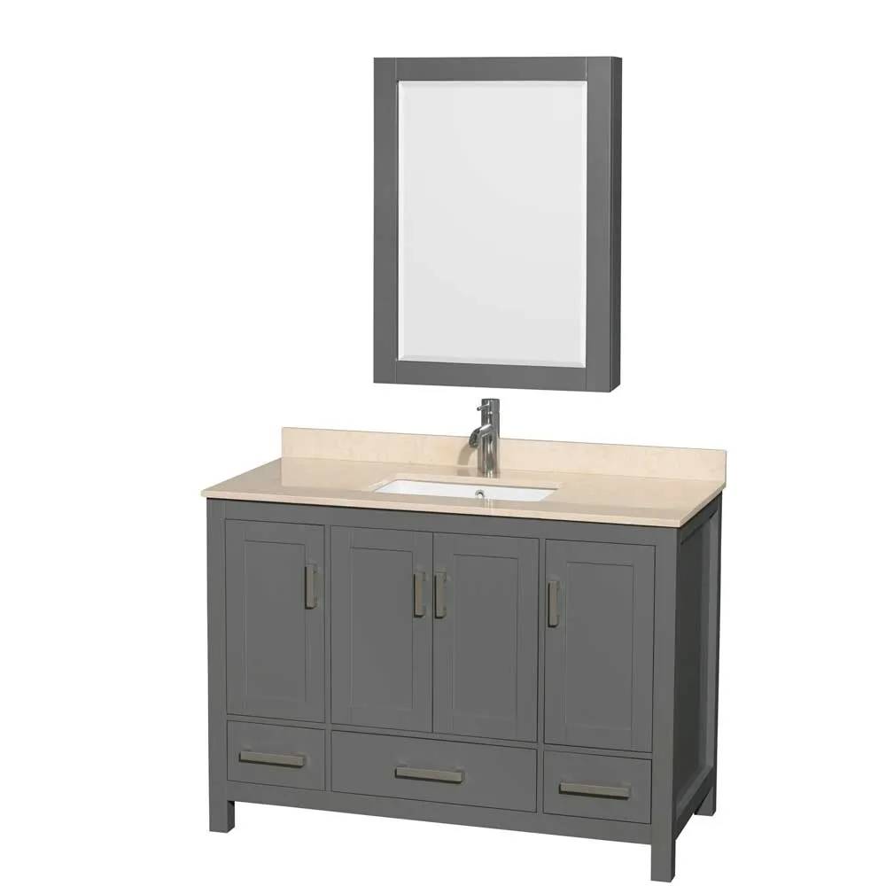 Sheffield 48 Inch Single Bathroom Vanity in Dark Gray