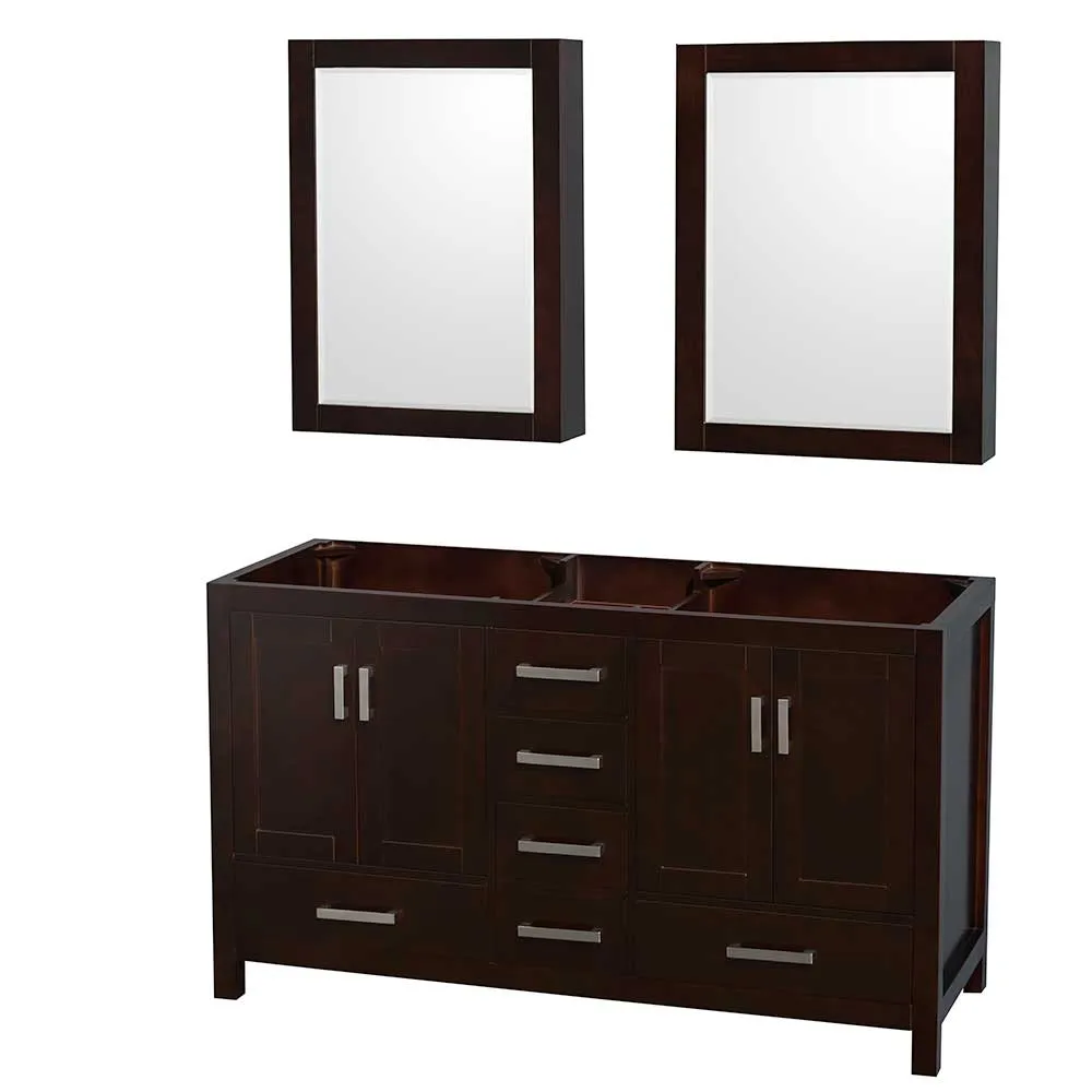 Sheffield 60 Inch Double Bathroom Vanity in Espresso