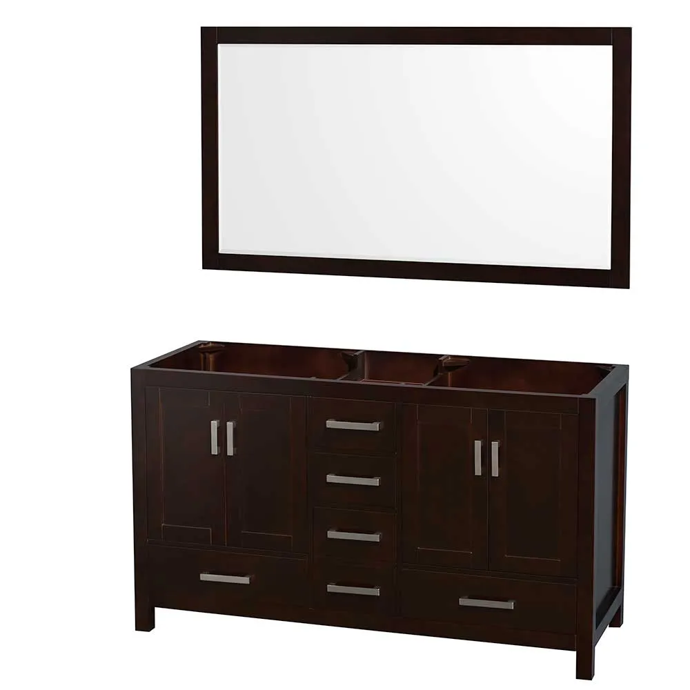Sheffield 60 Inch Double Bathroom Vanity in Espresso