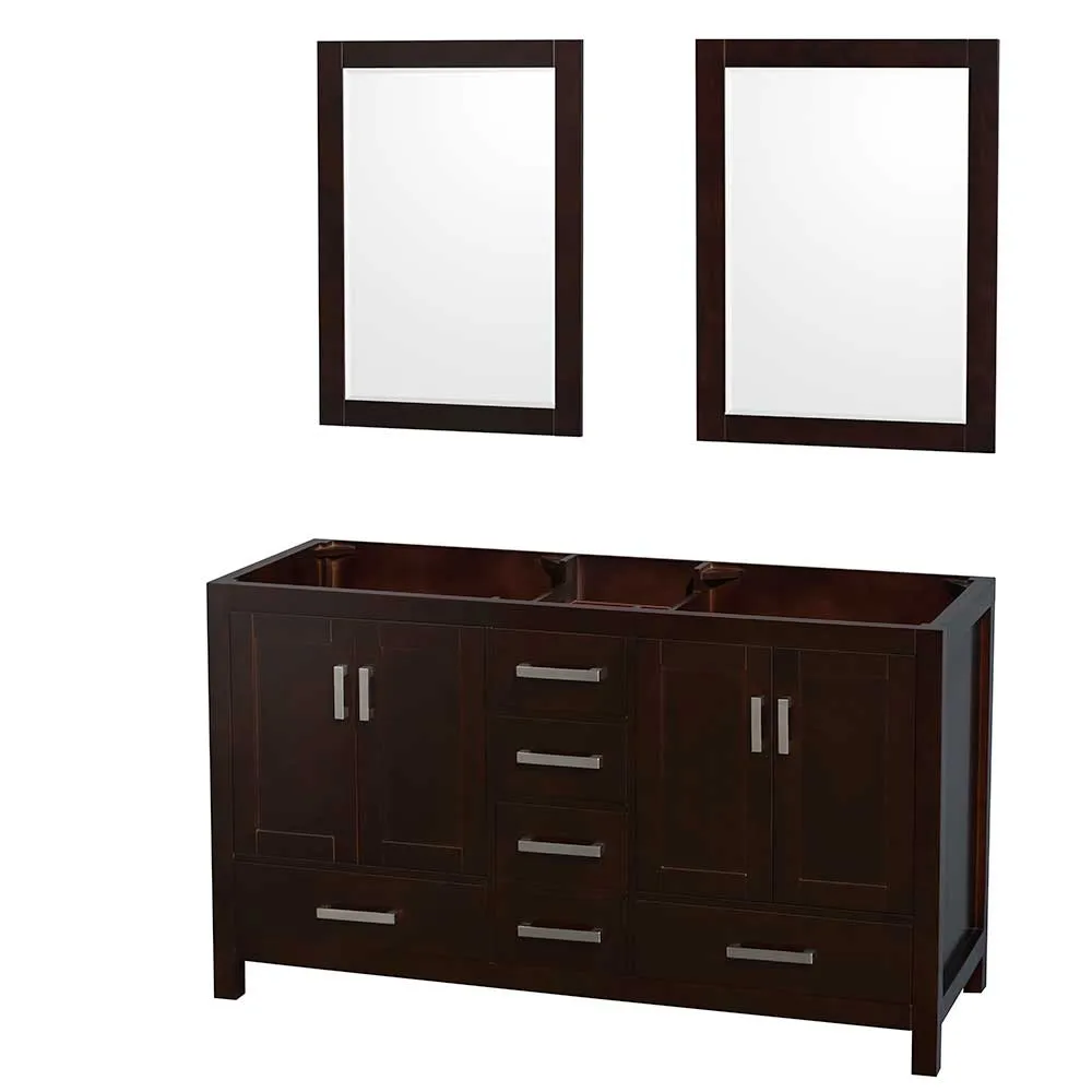 Sheffield 60 Inch Double Bathroom Vanity in Espresso