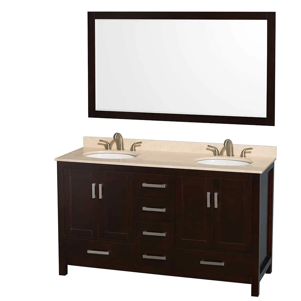 Sheffield 60 Inch Double Bathroom Vanity in Espresso