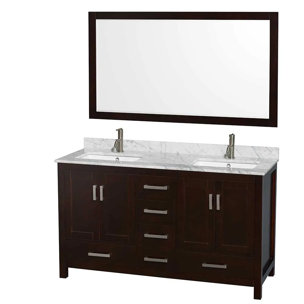 Sheffield 60 Inch Double Bathroom Vanity in Espresso