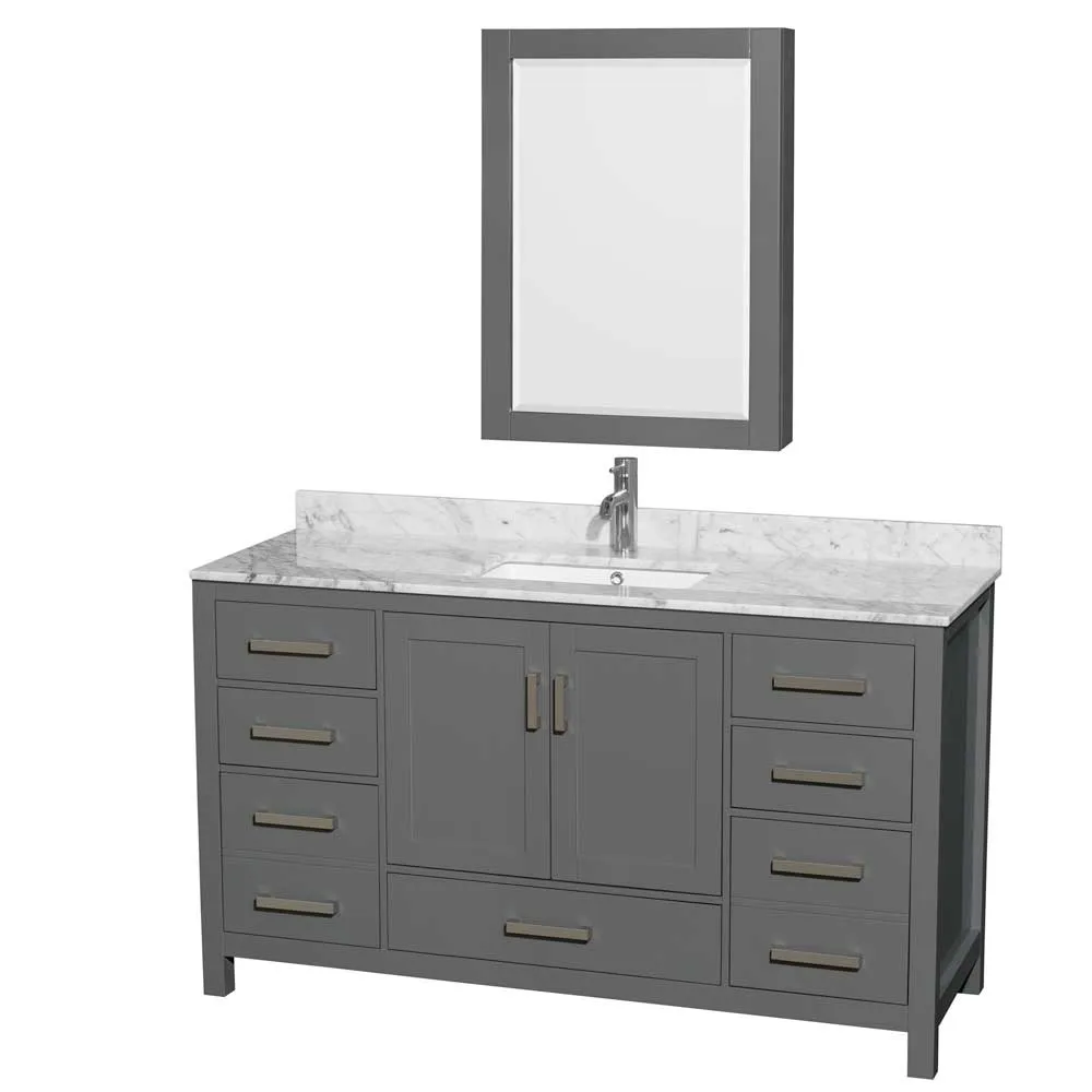 Sheffield 60 Inch Single Bathroom Vanity in Dark Gray