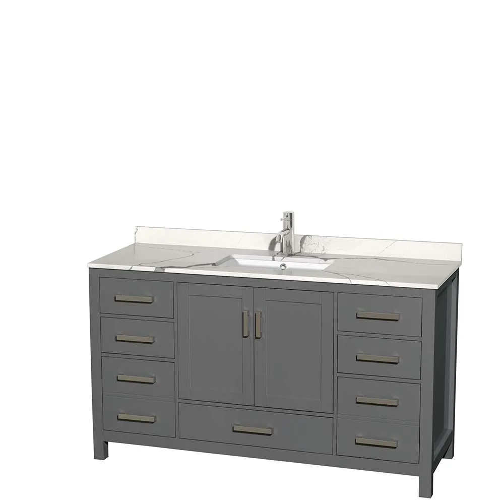 Sheffield 60 Inch Single Bathroom Vanity in Dark Gray