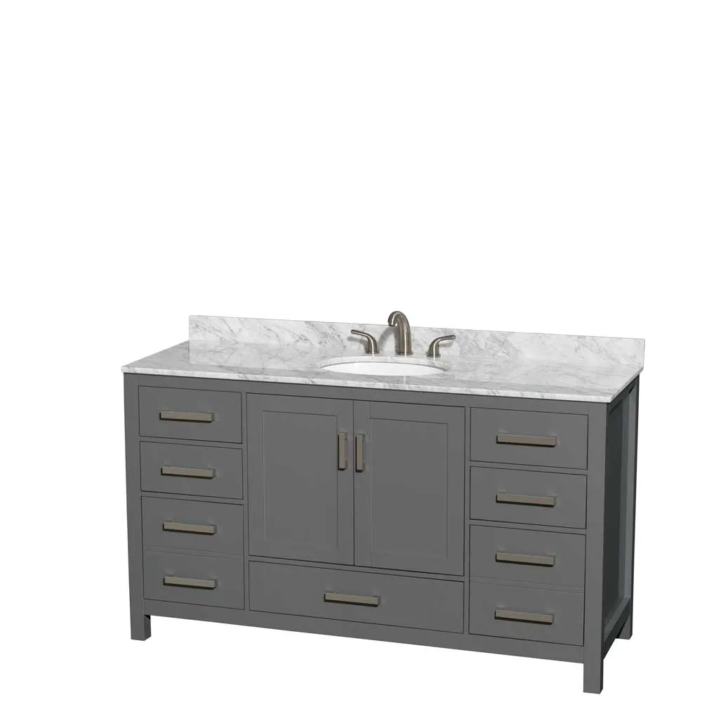Sheffield 60 Inch Single Bathroom Vanity in Dark Gray