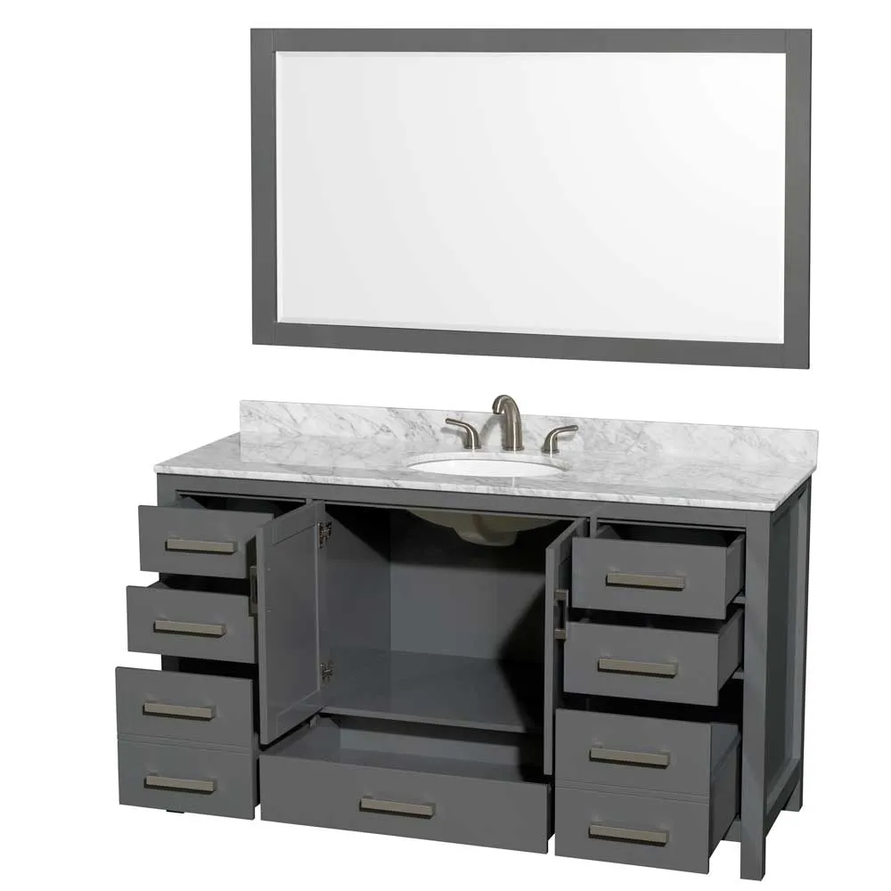 Sheffield 60 Inch Single Bathroom Vanity in Dark Gray