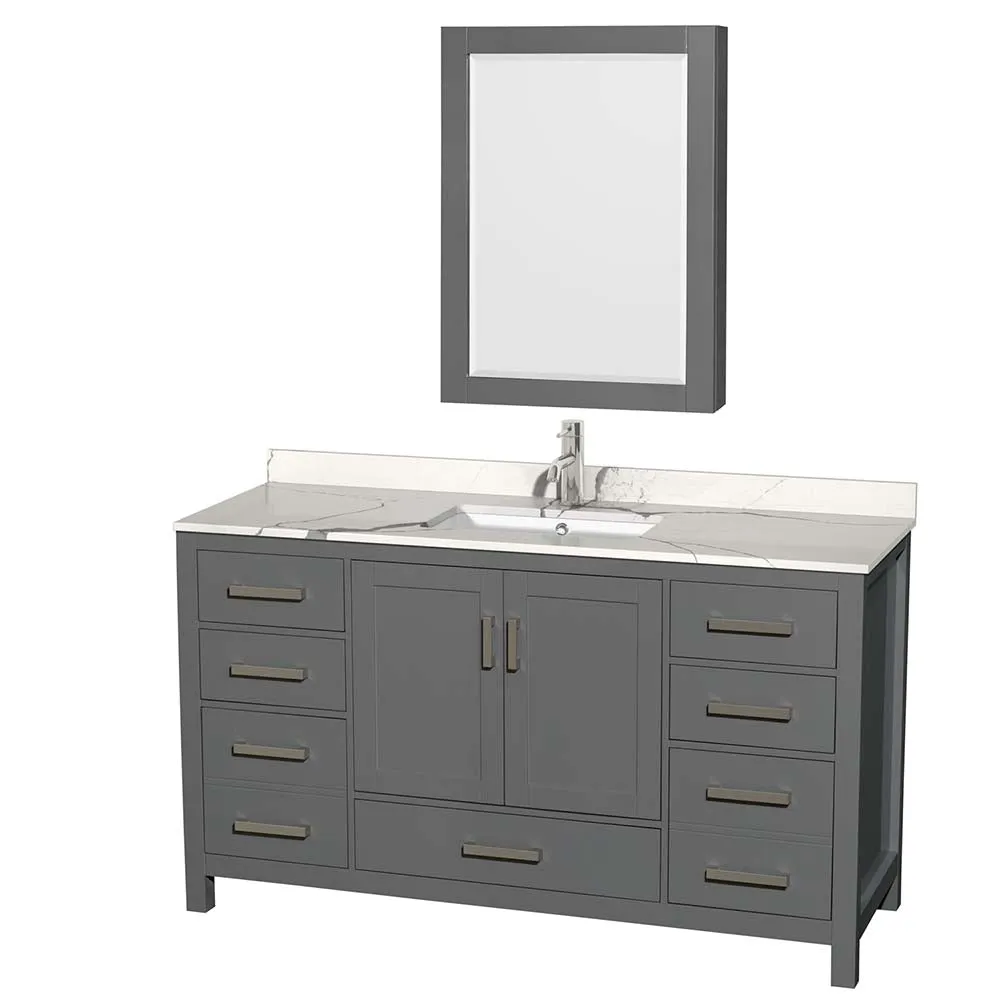 Sheffield 60 Inch Single Bathroom Vanity in Dark Gray