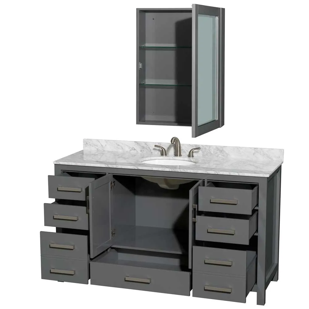 Sheffield 60 Inch Single Bathroom Vanity in Dark Gray