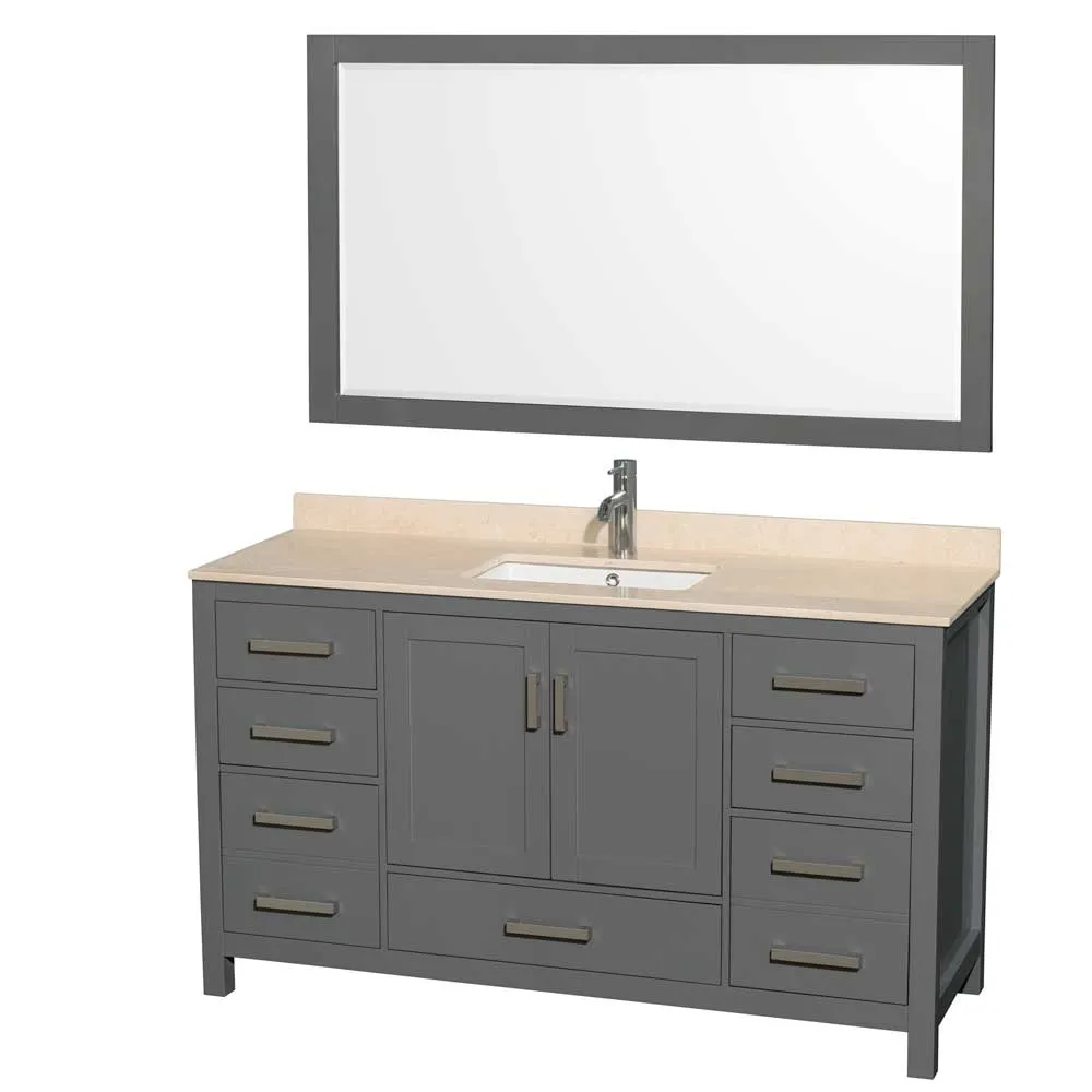 Sheffield 60 Inch Single Bathroom Vanity in Dark Gray