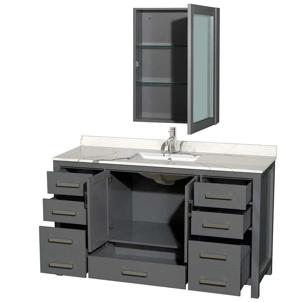 Sheffield 60 Inch Single Bathroom Vanity in Dark Gray