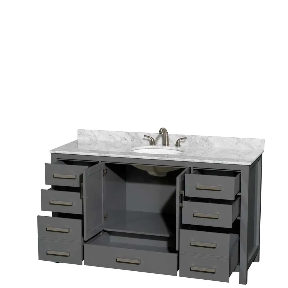Sheffield 60 Inch Single Bathroom Vanity in Dark Gray