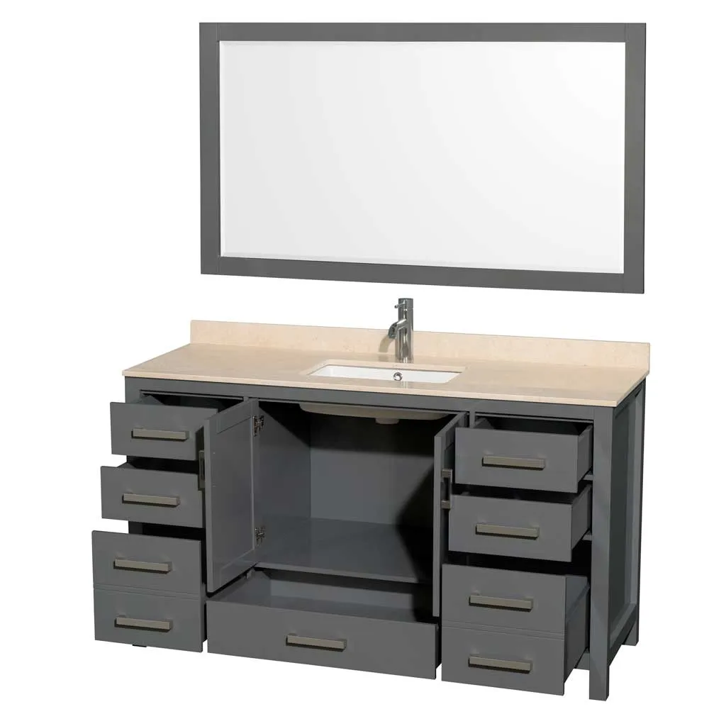 Sheffield 60 Inch Single Bathroom Vanity in Dark Gray