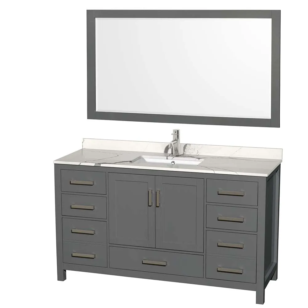 Sheffield 60 Inch Single Bathroom Vanity in Dark Gray