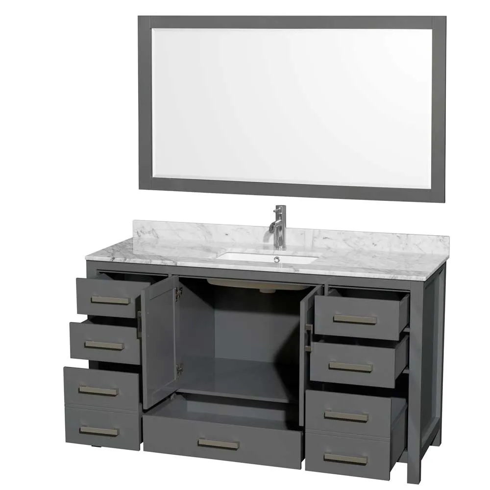Sheffield 60 Inch Single Bathroom Vanity in Dark Gray
