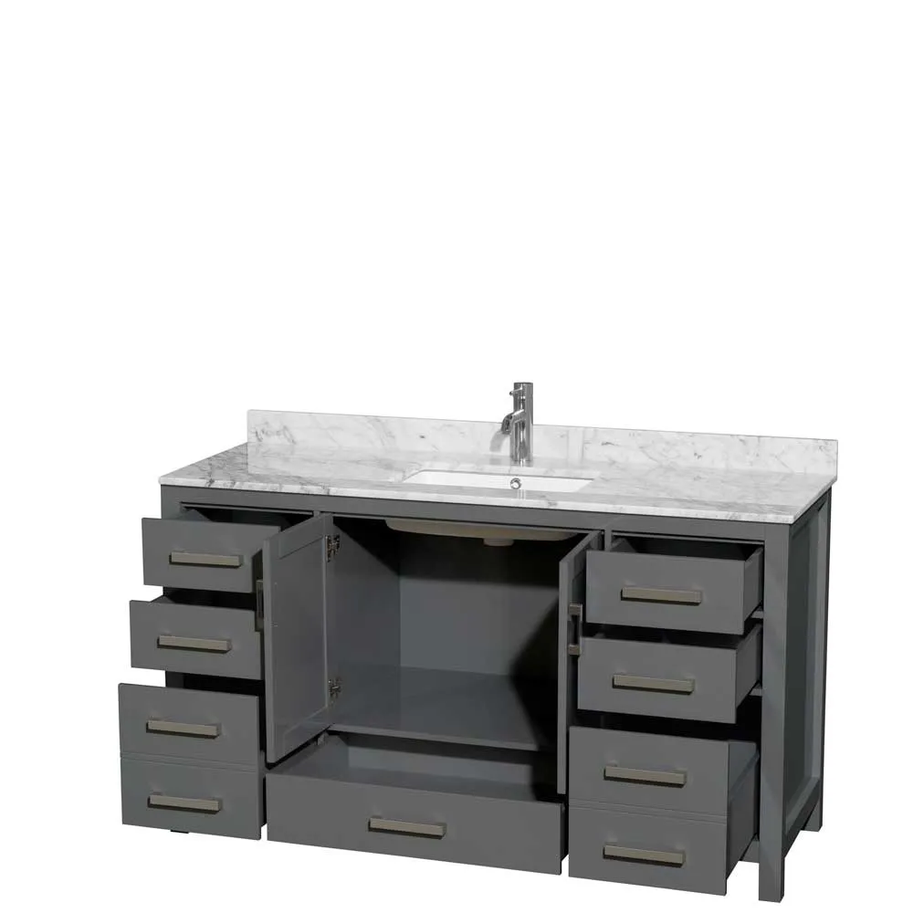 Sheffield 60 Inch Single Bathroom Vanity in Dark Gray