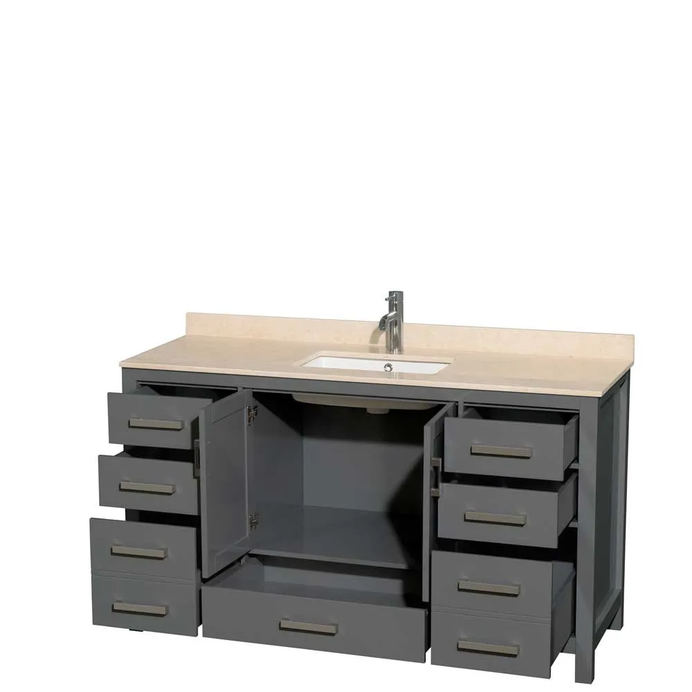 Sheffield 60 Inch Single Bathroom Vanity in Dark Gray
