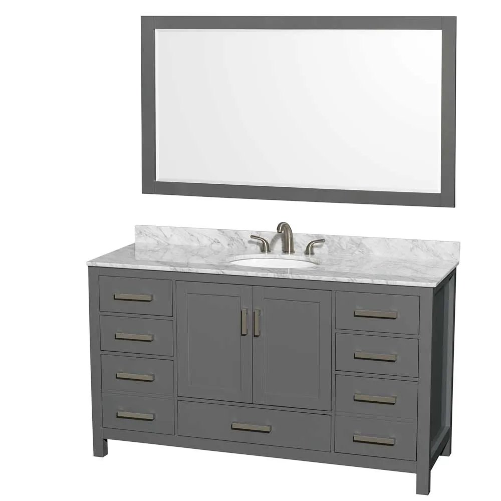 Sheffield 60 Inch Single Bathroom Vanity in Dark Gray