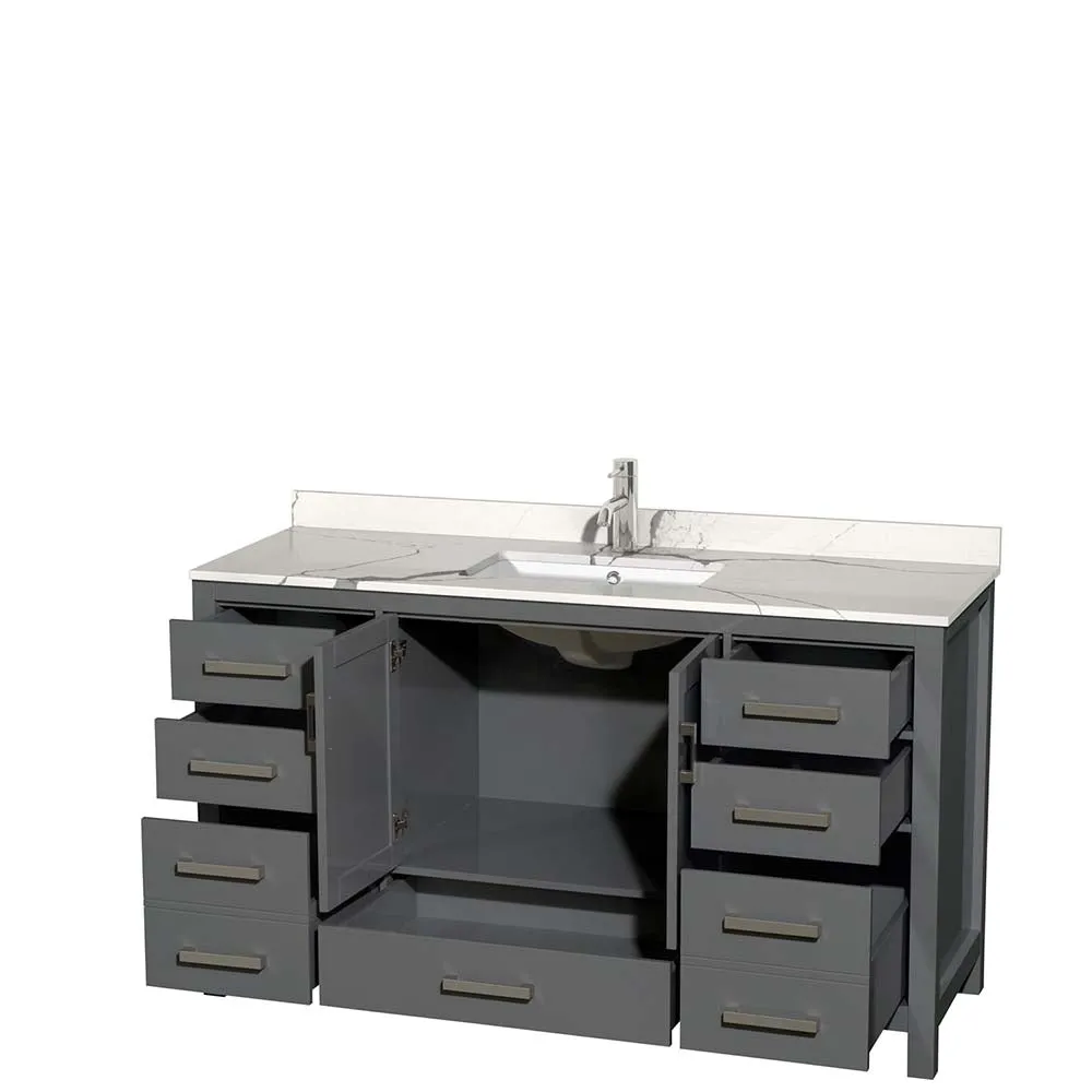 Sheffield 60 Inch Single Bathroom Vanity in Dark Gray