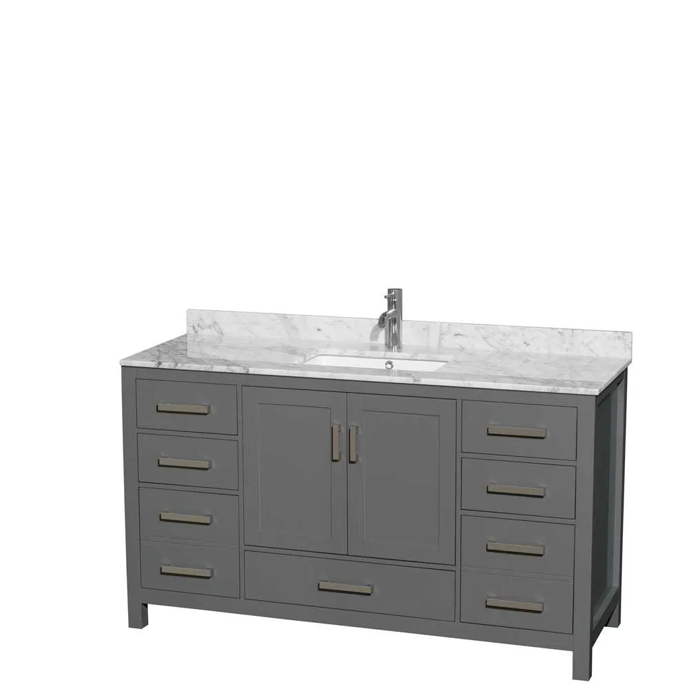 Sheffield 60 Inch Single Bathroom Vanity in Dark Gray