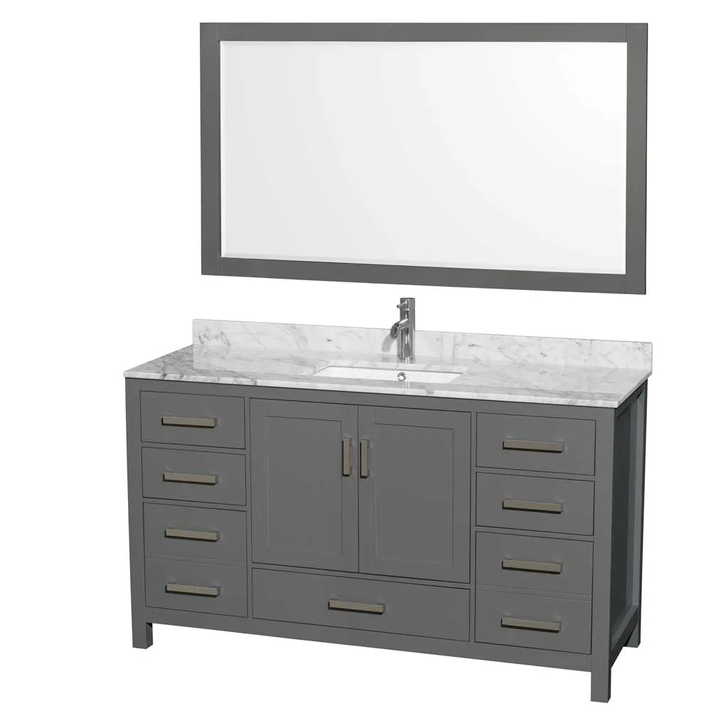 Sheffield 60 Inch Single Bathroom Vanity in Dark Gray