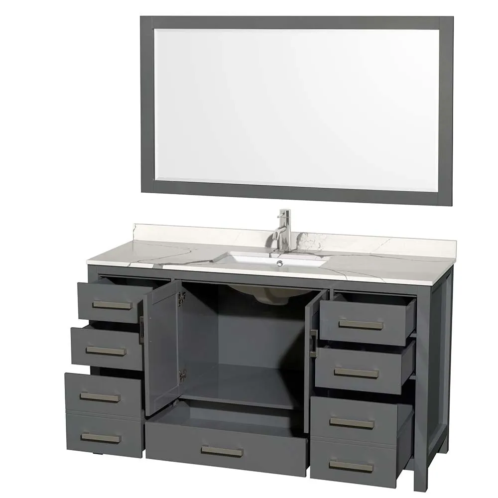 Sheffield 60 Inch Single Bathroom Vanity in Dark Gray