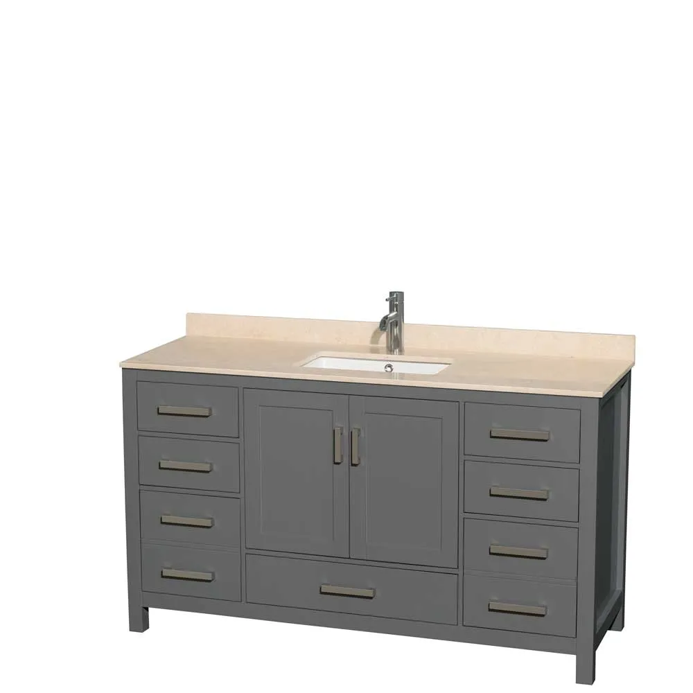 Sheffield 60 Inch Single Bathroom Vanity in Dark Gray