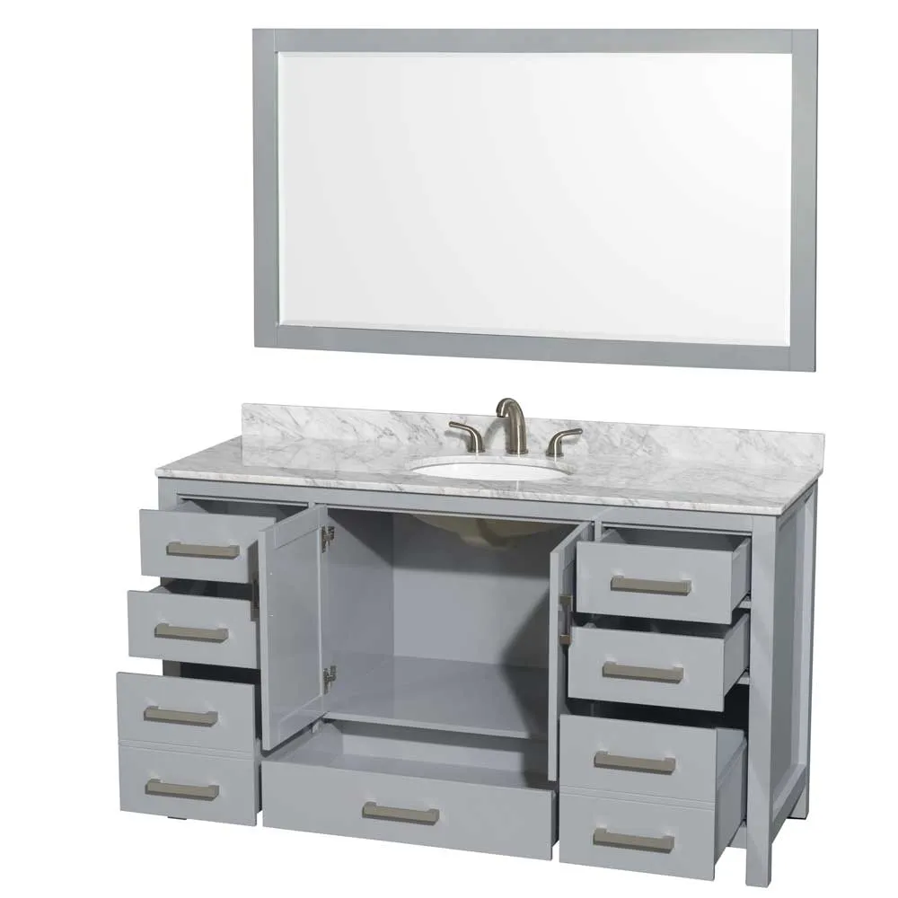 Sheffield 60 Inch Single Bathroom Vanity in Gray